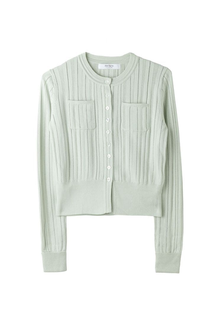 トップス Herlipto Eyelet Knit Cardigan mint