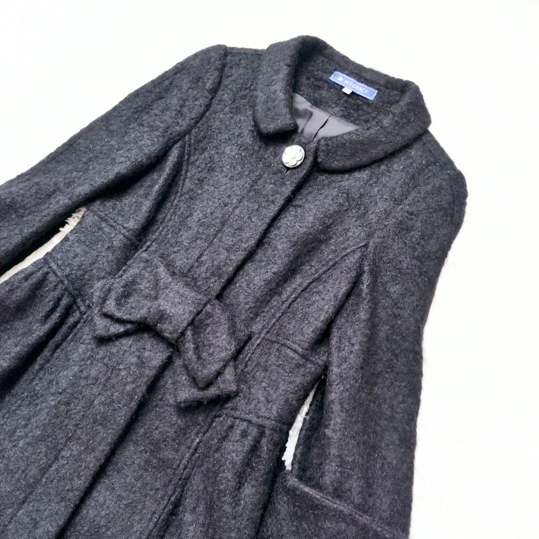 美品✨エムズグレイシー ロングコート アンゴラ カメリア 黒 38