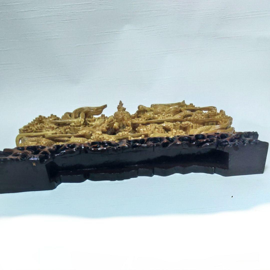 2PAC出荷　　双龍　龍　置物　木彫　透かし彫　中国　木製　レ10