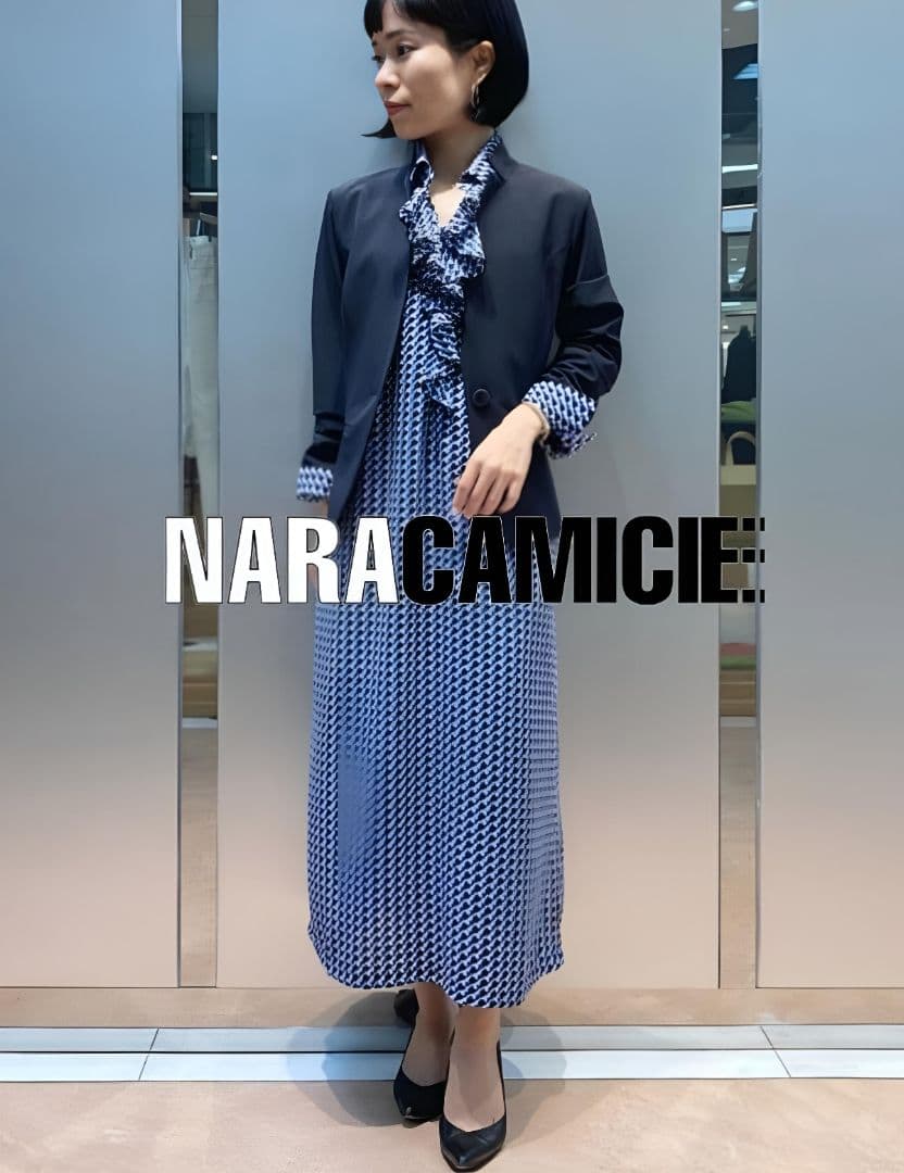 【未使用28600円】ナラカミーチェ♦️春物✨完売 幾何柄フリルワンピース