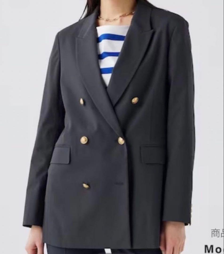 新品 PLST プラステ リネンブレンド ダブルブレストジャケット ネイビー 紺
