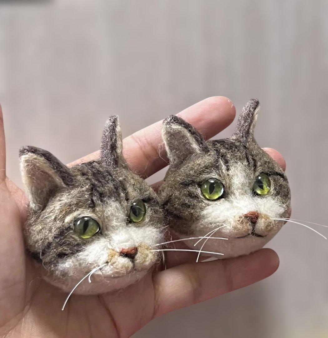 【期間限定の断捨離です。 】 羊毛フェルト 猫 ブローチ