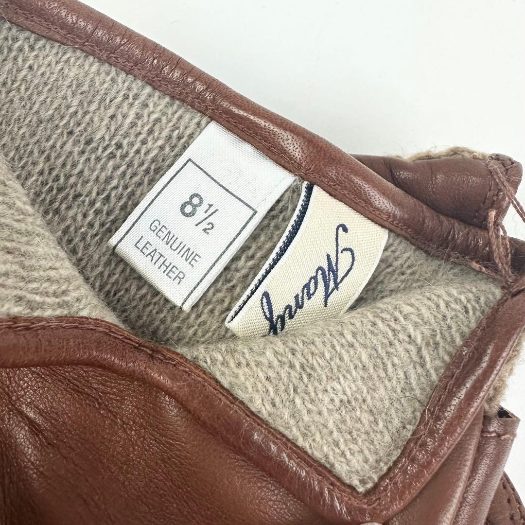 新品 Manifatti ニット レザー グローブ 8H ブラウン