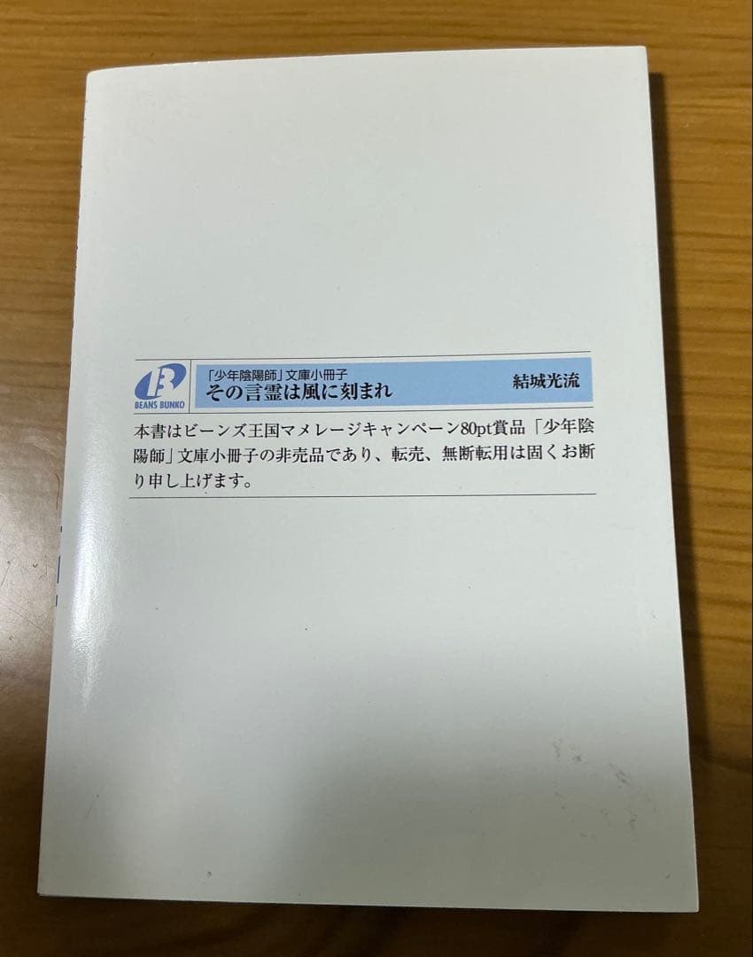 2011年「少年陰陽師　その言霊は風に刻まれ」　小冊子　非売品　美品