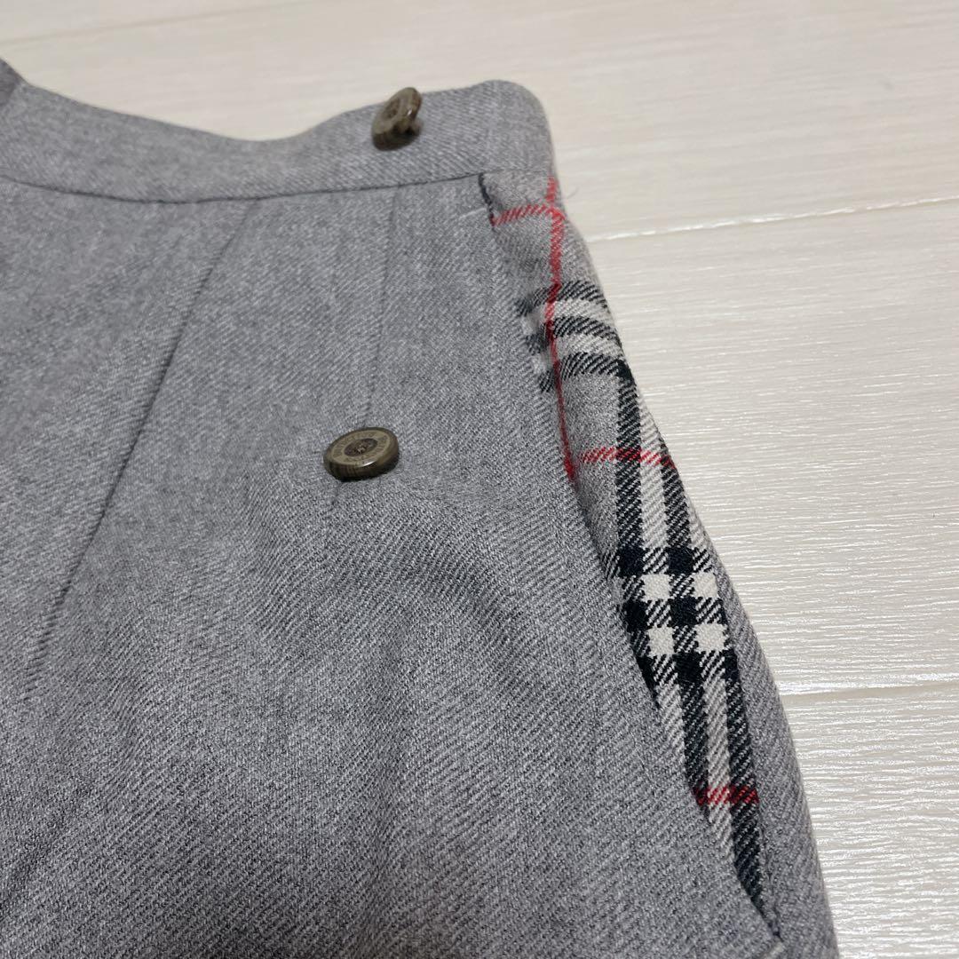 バーバリー　キュロットパンツ　2way チェック　グレー　ロゴ入りボタン