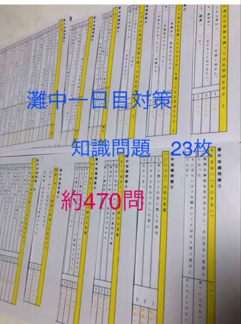 DHNすず　灘中　中学受験　国語 1日目対策資料　4セット