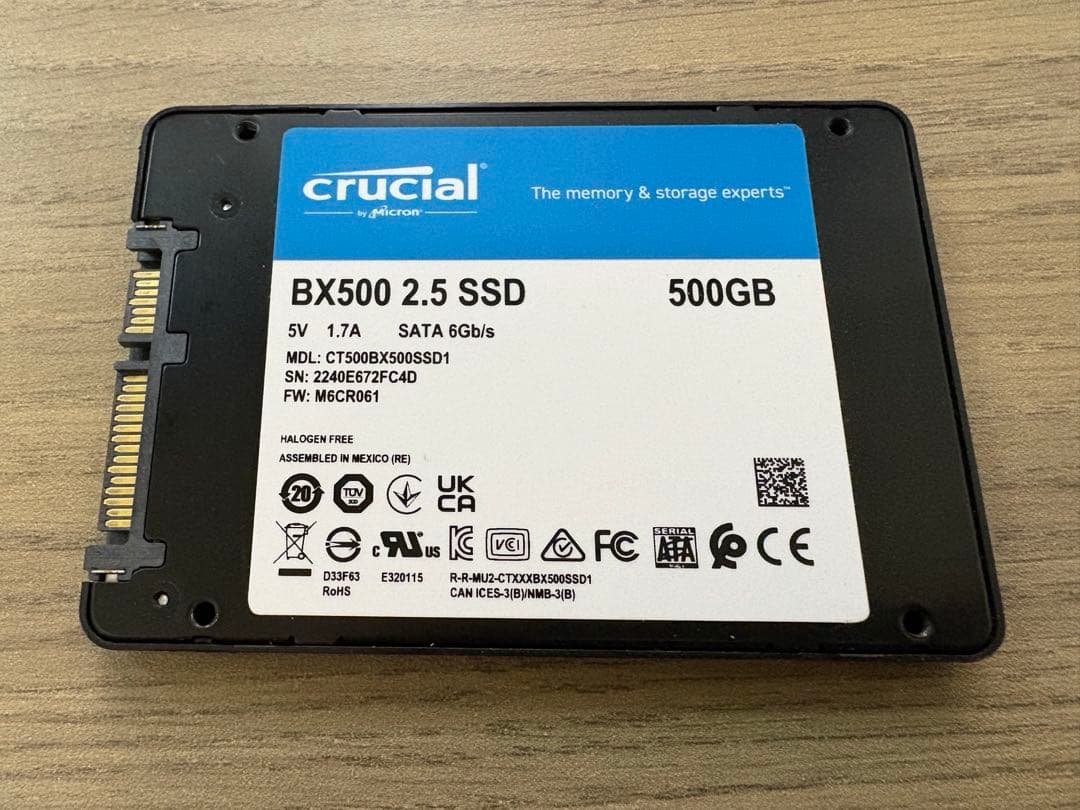Crucial BX500 500GB 2.5インチSSD 正常98%