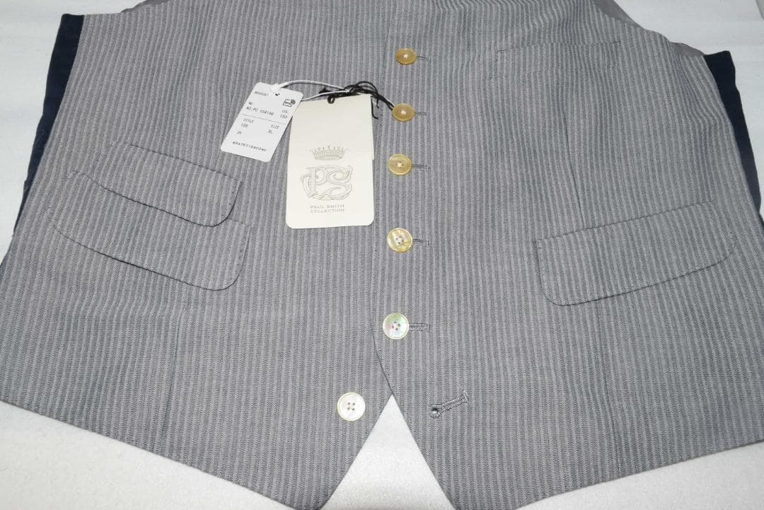 新品☆Paul Smithコレクション シアサッカー ベスト☆XLサイズ☆グレー