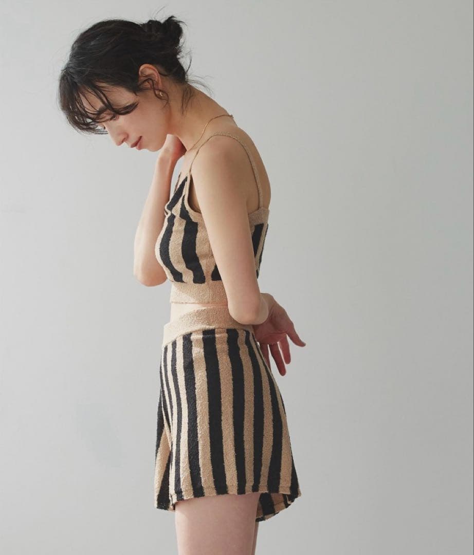 にこままさま【完売品】ストライプニットビキニ/セット水着【SEADRESS】