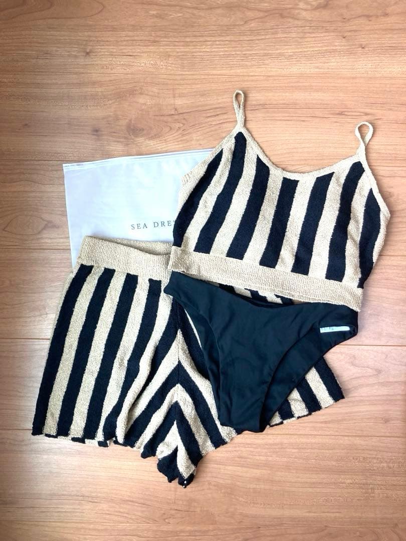 にこままさま【完売品】ストライプニットビキニ/セット水着【SEADRESS】