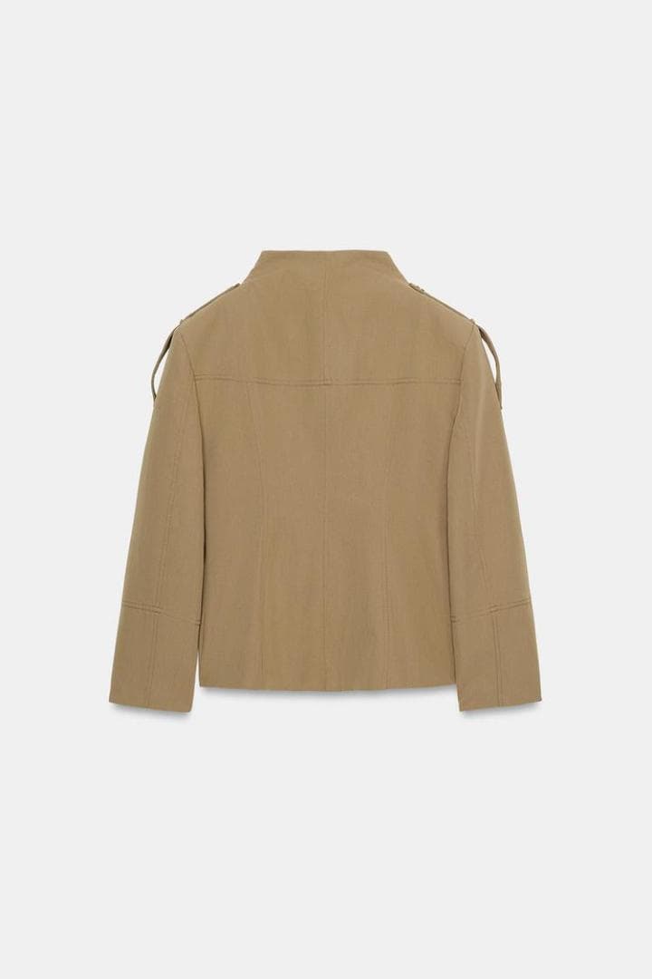新品✨ ZARA ループディテールフィットブレザー ライトカーキ M