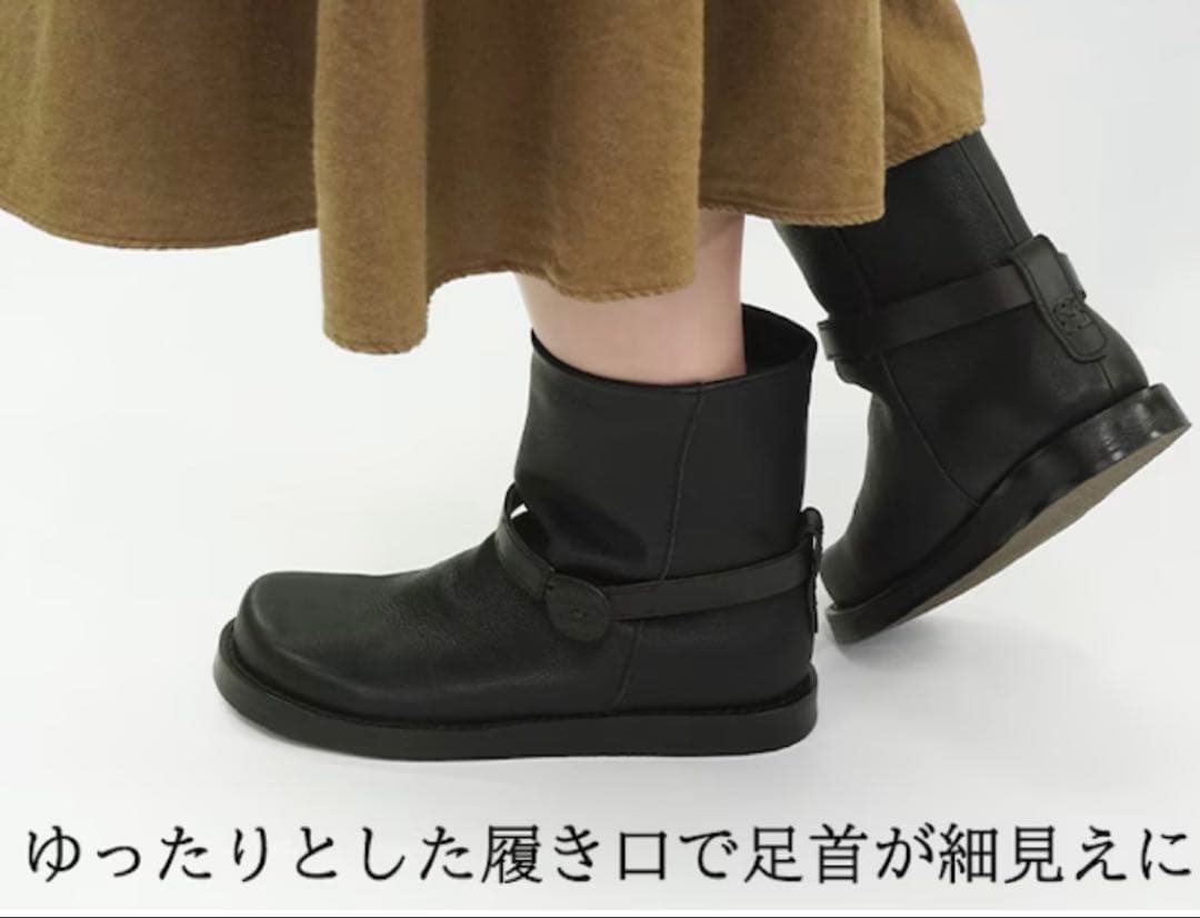 新品未使用　Diu 24.0〜24.5cm 本革 レザーブーツ　黒　ハイカット