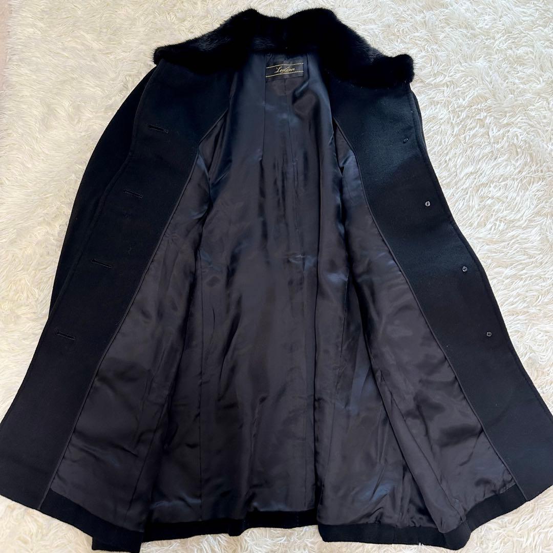 美品 レリアン ステンカラーコート カシミア100 2way ファー