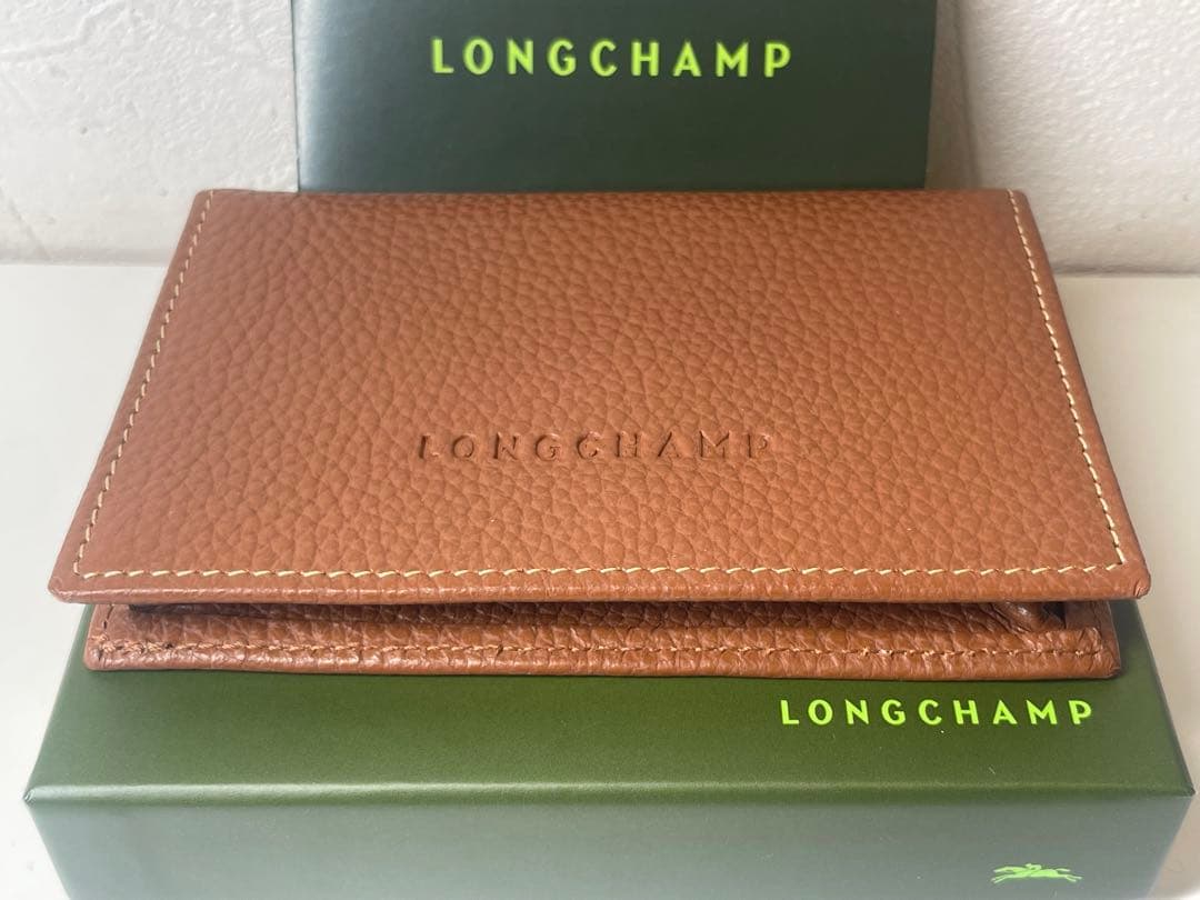 【新品未使用】LONGCHAMP ブラウン 黄土色系　名刺入れ　カードケース