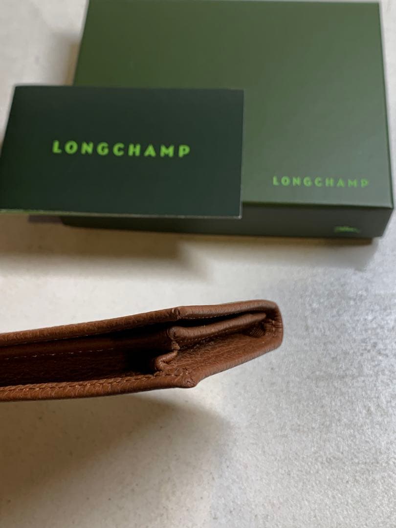 【新品未使用】LONGCHAMP ブラウン 黄土色系　名刺入れ　カードケース