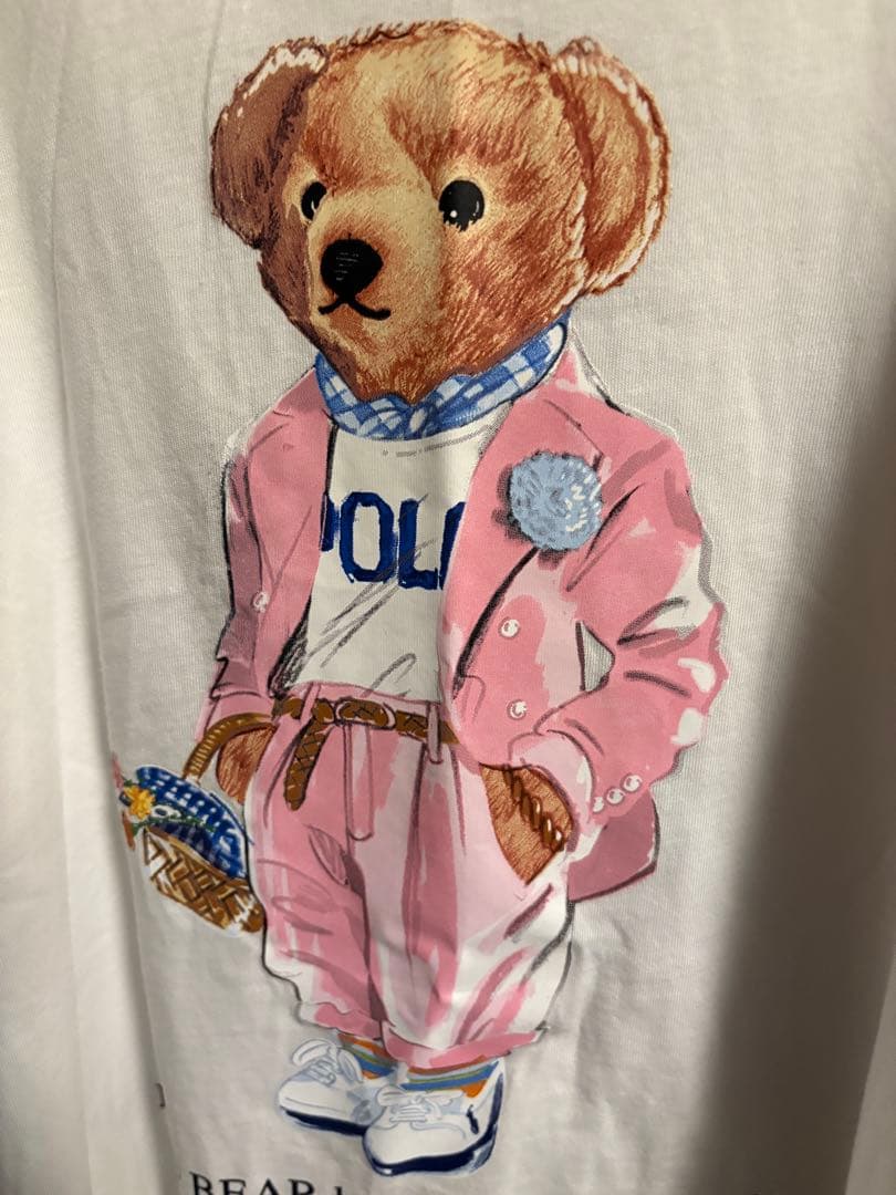 【激かわ】ポロベアTシャツ　ホワイト　ピクニックベア