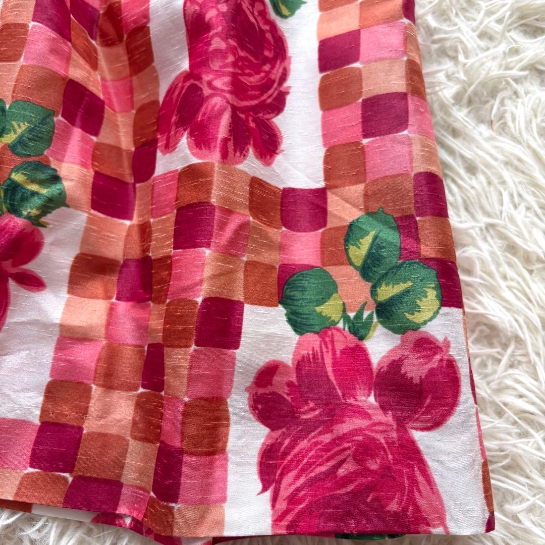 【美品】薔薇　エムズグレイシー　タックワンピース　フレア　パフスリーブ　38