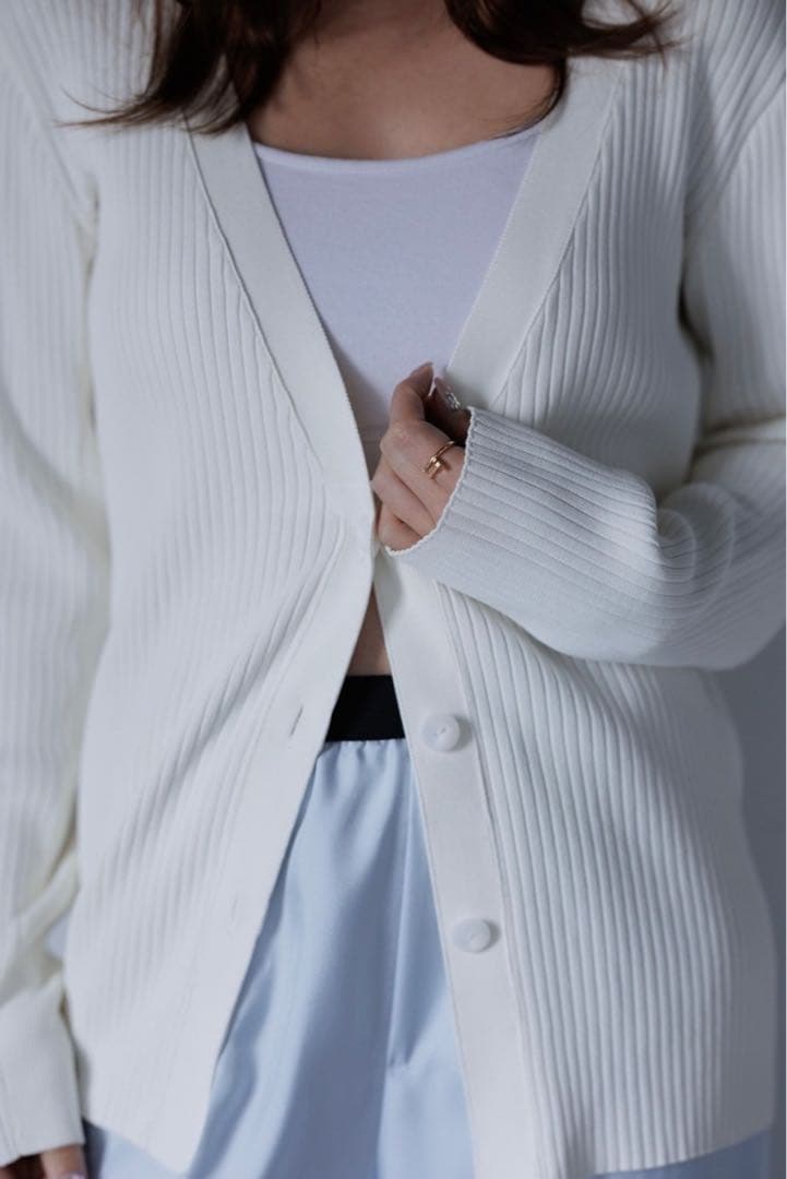 トップス pois compact rib cardigan
