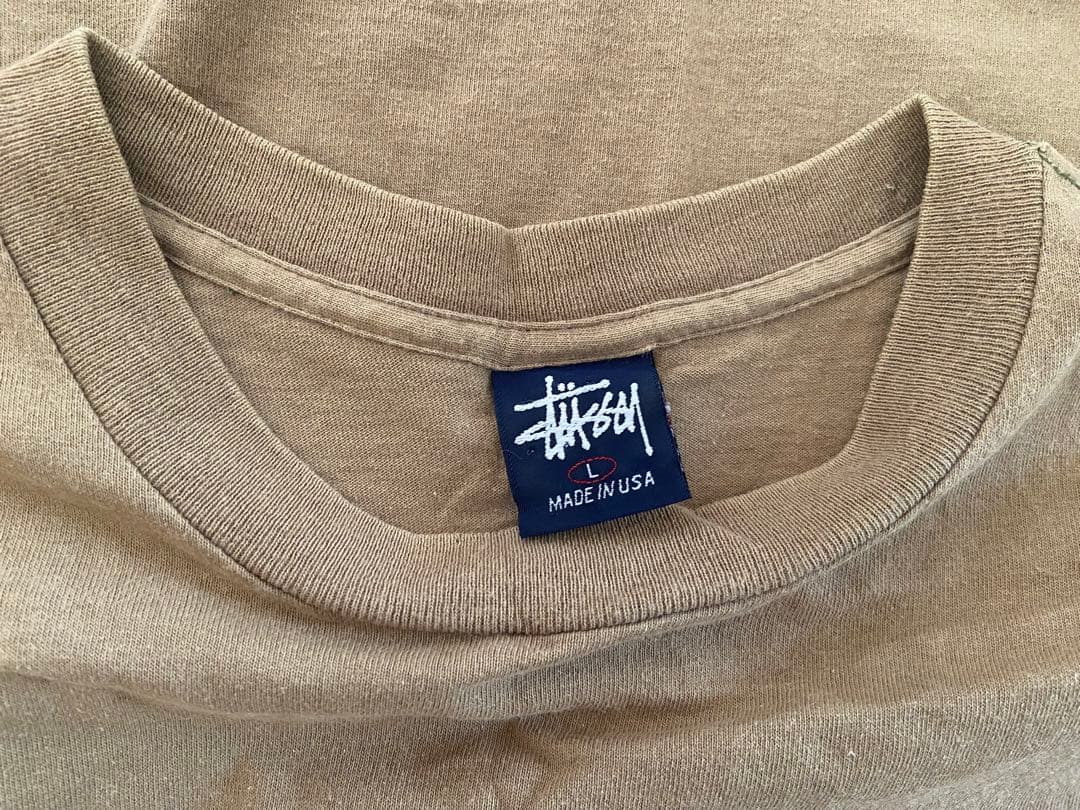 90's STUSSY USA製 No.4 モノグラムプリント Tシャツ L
