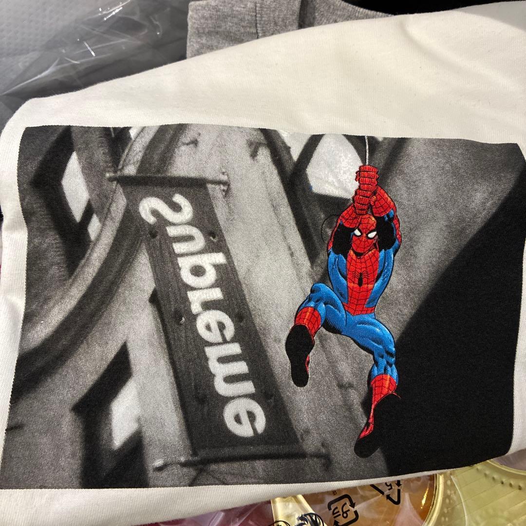 シュプリーム スパイダーマン　tシャツ　ホワイト　L