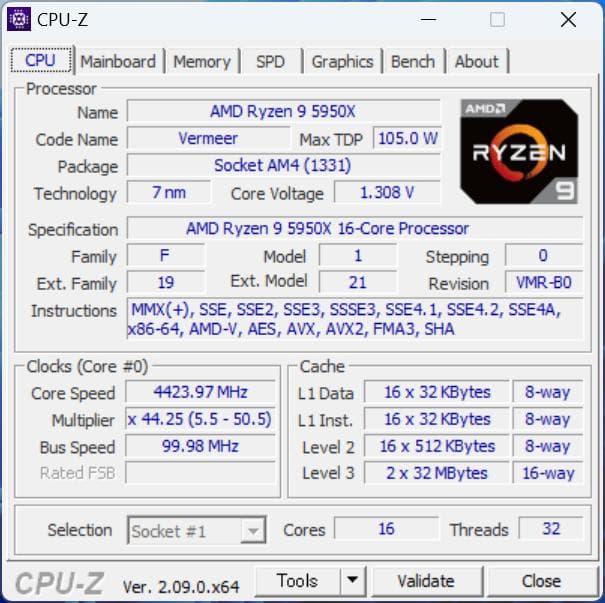 AMD Ryzen 9 5950X CPU 本体