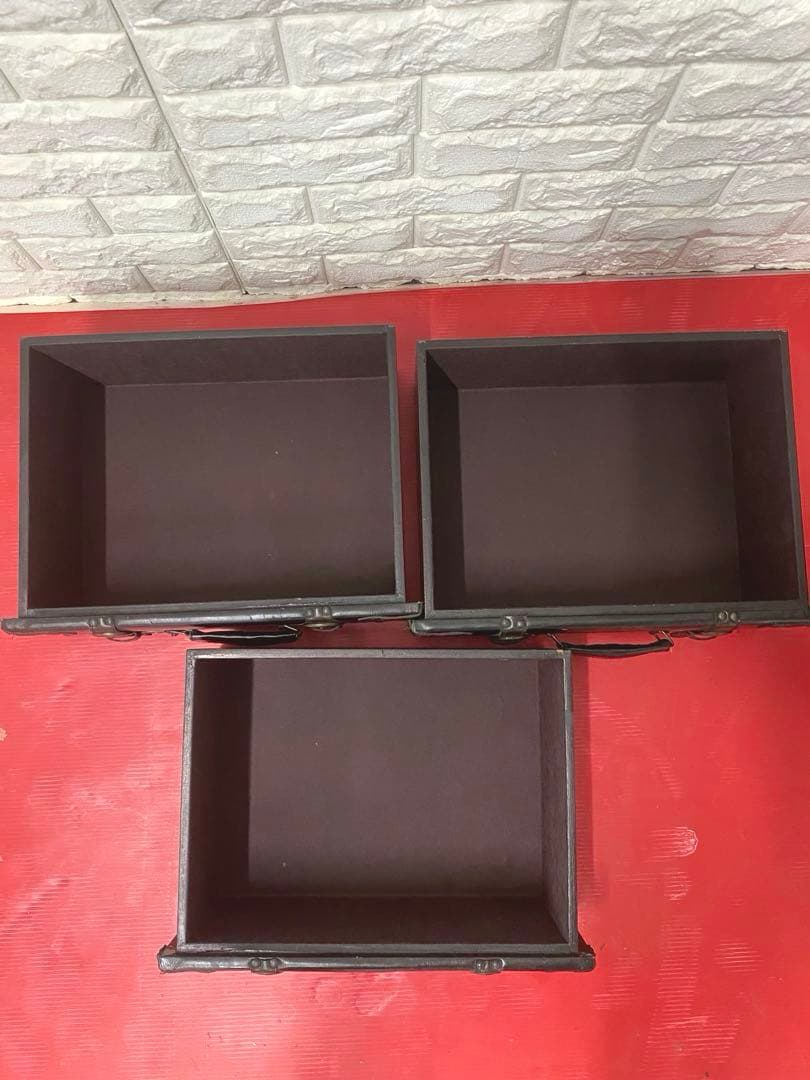 トランク型3段チェスト ブラウン