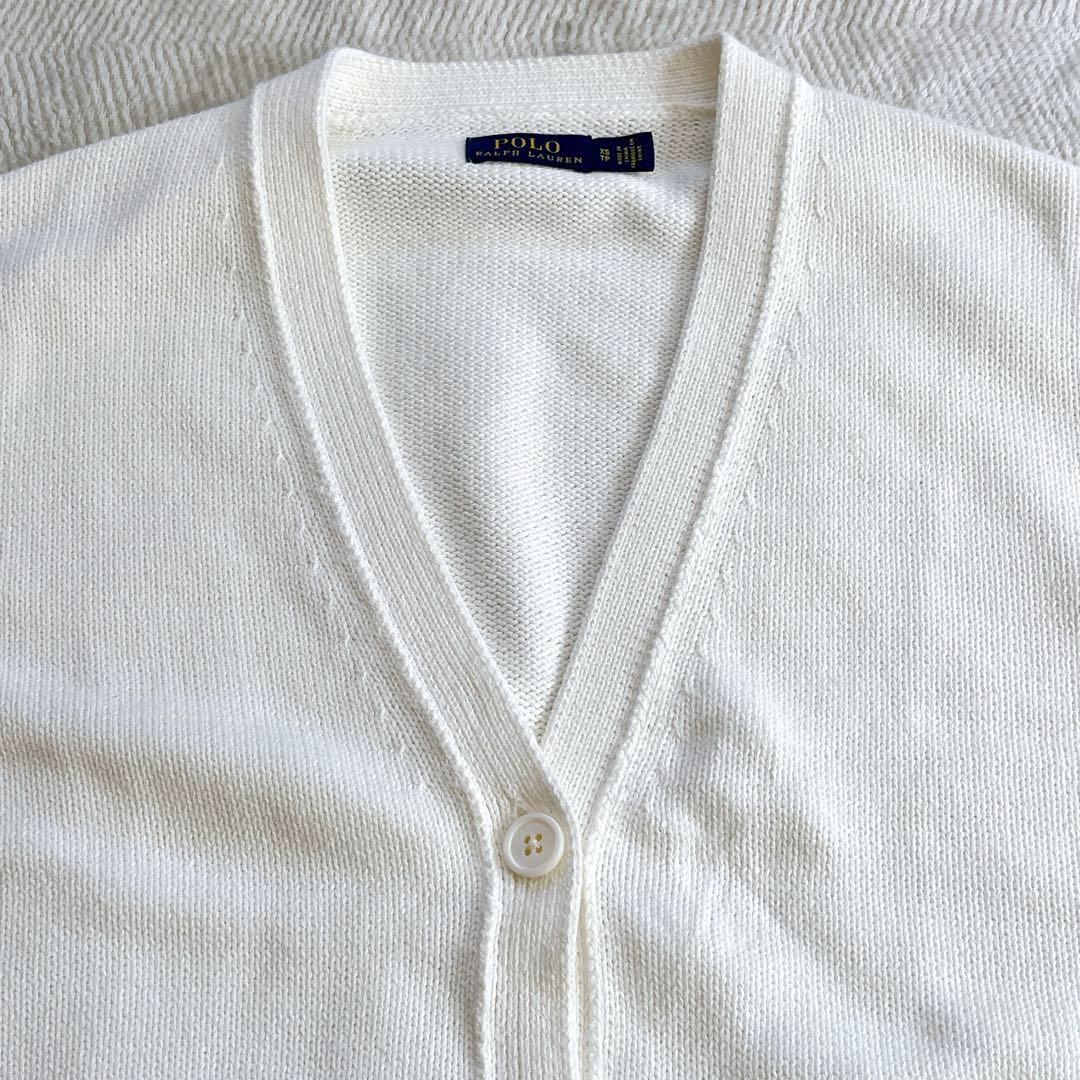 美品✨ラルフローレン コットンニットカーディガン オフホワイト ポニー刺繍 XS