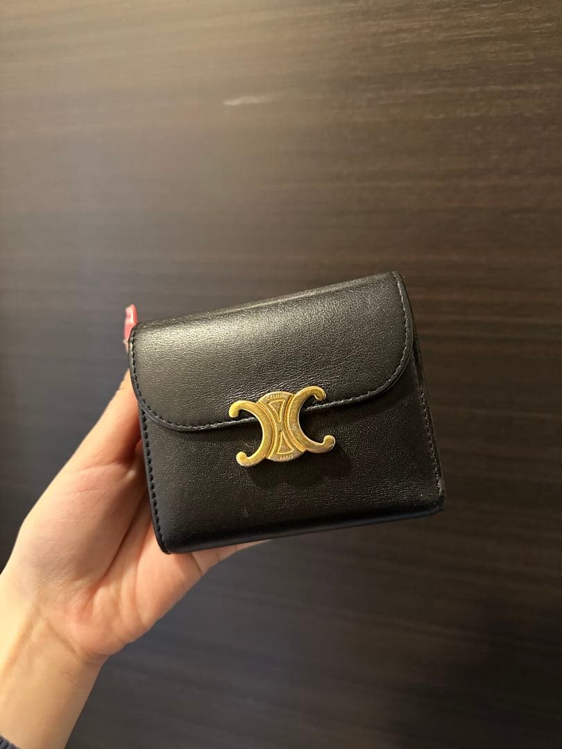 CELINE セリーヌ☆トリオンフ☆カーフスキン☆三つ折り☆財布☆ミニ財布