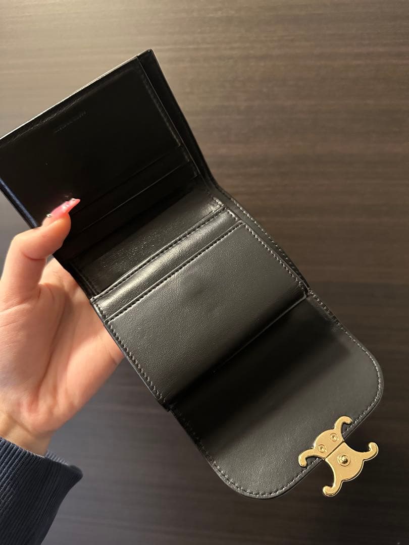 CELINE セリーヌ☆トリオンフ☆カーフスキン☆三つ折り☆財布☆ミニ財布