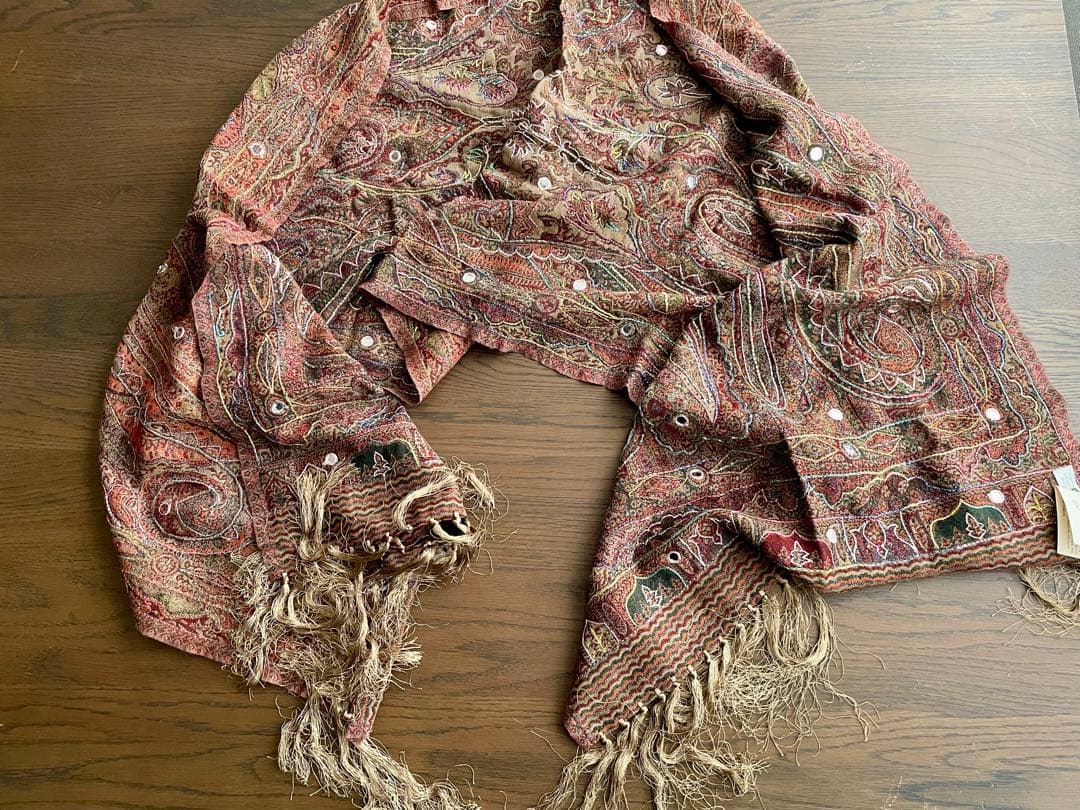 インド製pashminaパシュミナ大判ストール✴️エスニック民族系刺繍ショール