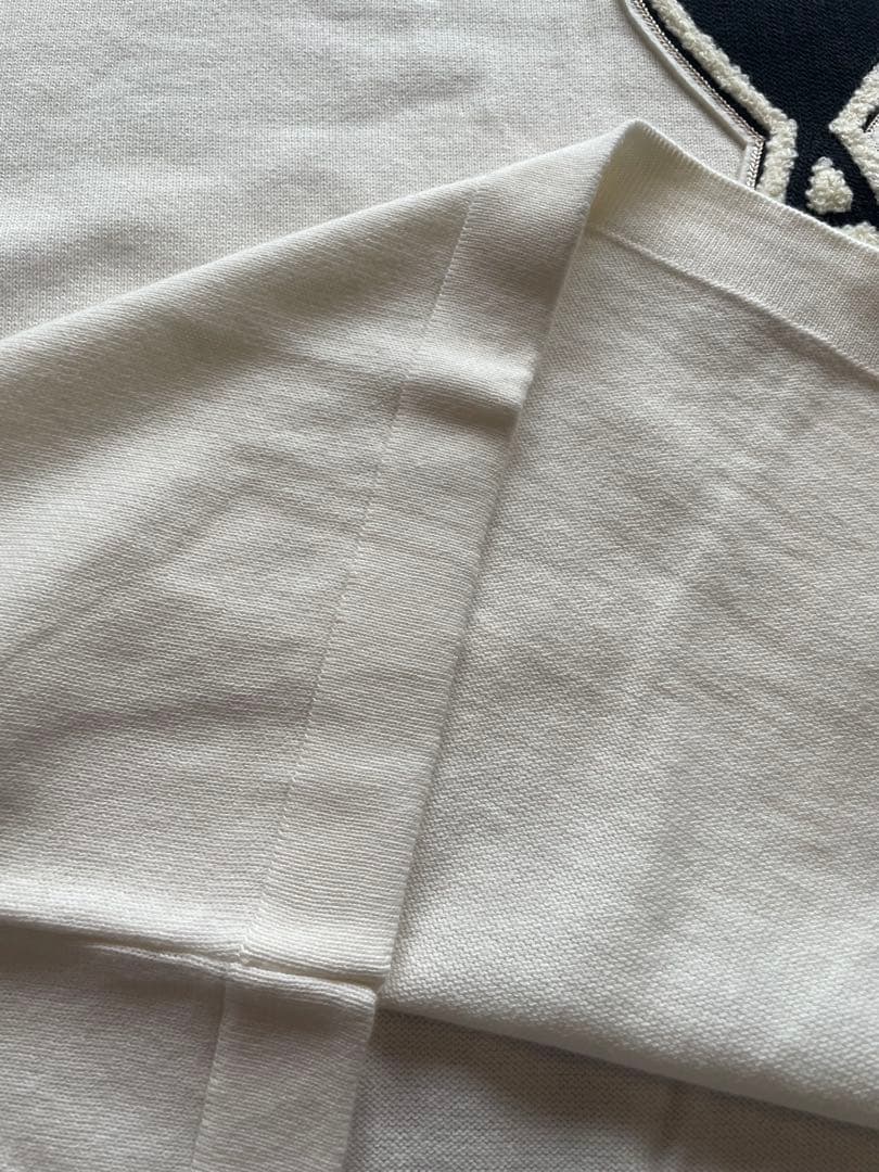 新品 AMI PARIS アミパリス ハートロゴ コットンニット白Tシャツ半袖S