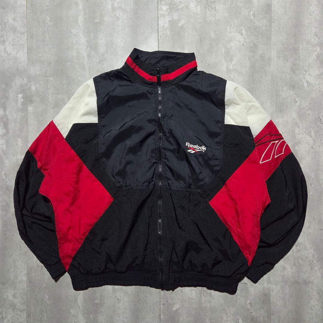 激レア古着90sReebokリーボックナイロンジャケット短丈レトロL相当