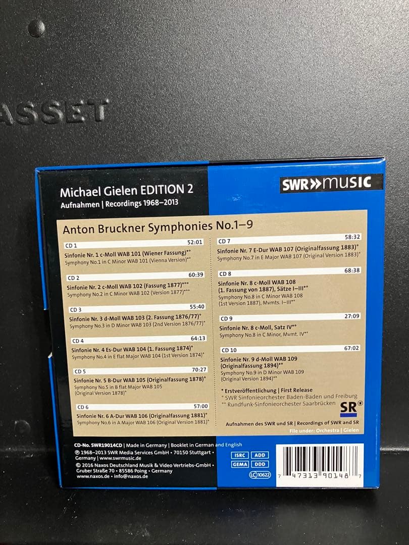 ブルックナー交響曲全集　ギーレン&南西ドイツ放送交響楽団他、10CD