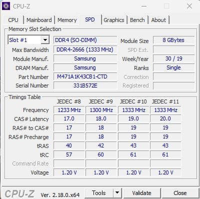 Samsung DDR4-2666 8GBメモリ 2枚セット合計16GB