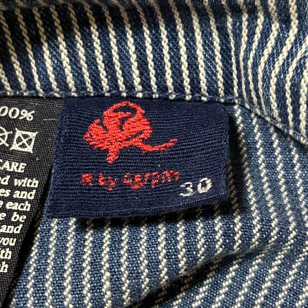 R by 45rpm ヒッコリーストライプ ワイドパンツ 30 濃紺 インディゴ
