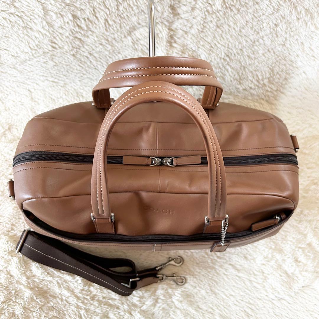 COACH コーチ ボストンバッグ 旅行バッグ オールレザー 大容量 ブラウン