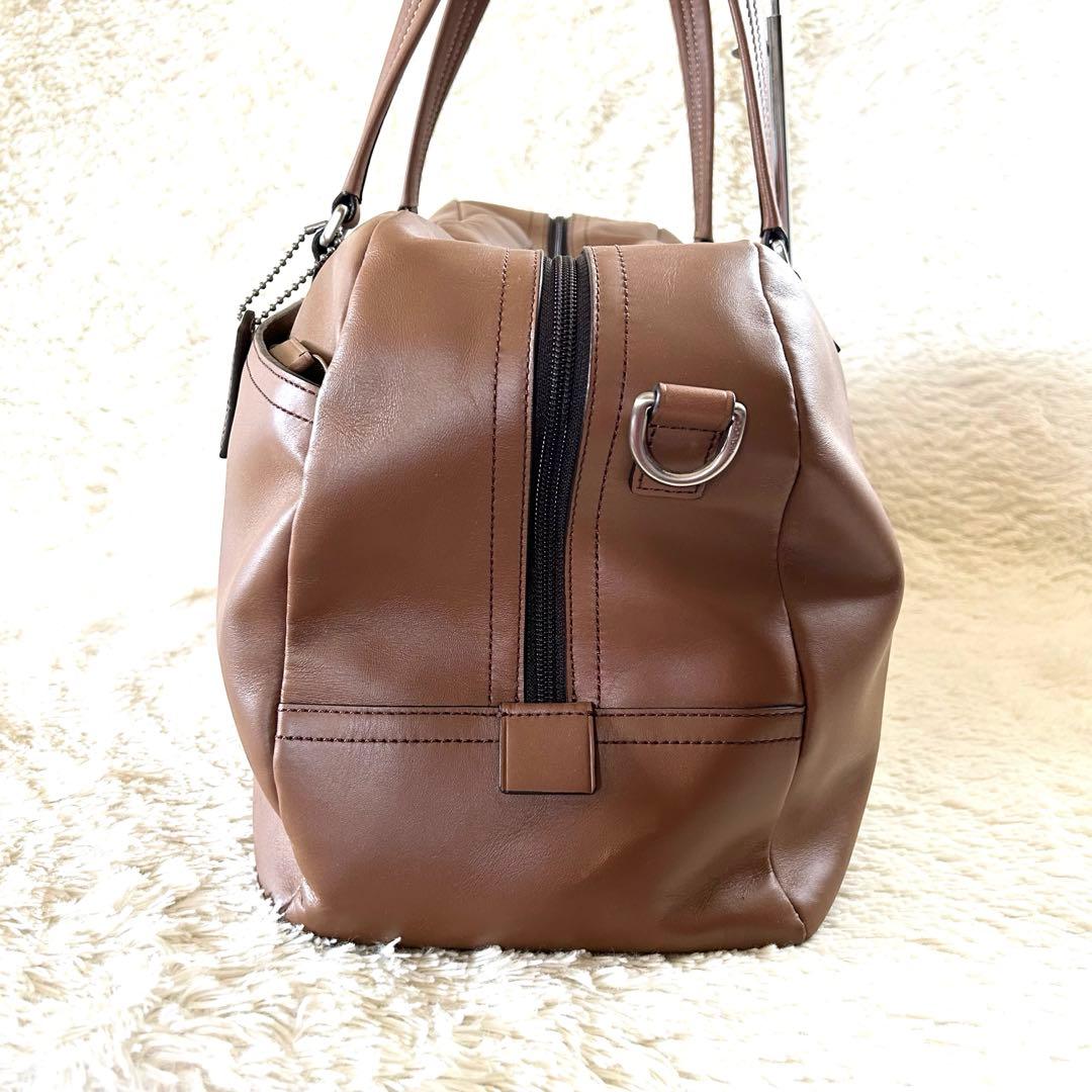 COACH コーチ ボストンバッグ 旅行バッグ オールレザー 大容量 ブラウン