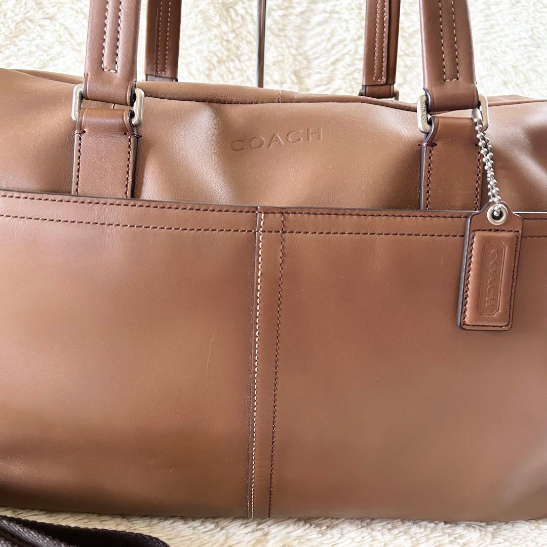 COACH コーチ ボストンバッグ 旅行バッグ オールレザー 大容量 ブラウン