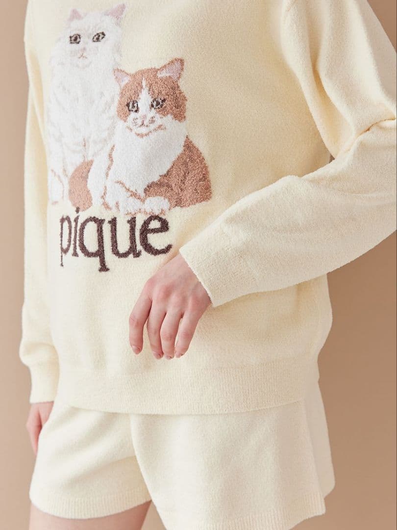 エアリーモコキャットジャガードプルオーバー キャット柄ロングパンツセット