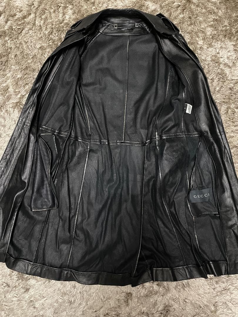 超希少 Gucci グッチ トムフォード期 パンチングレザー コート 38