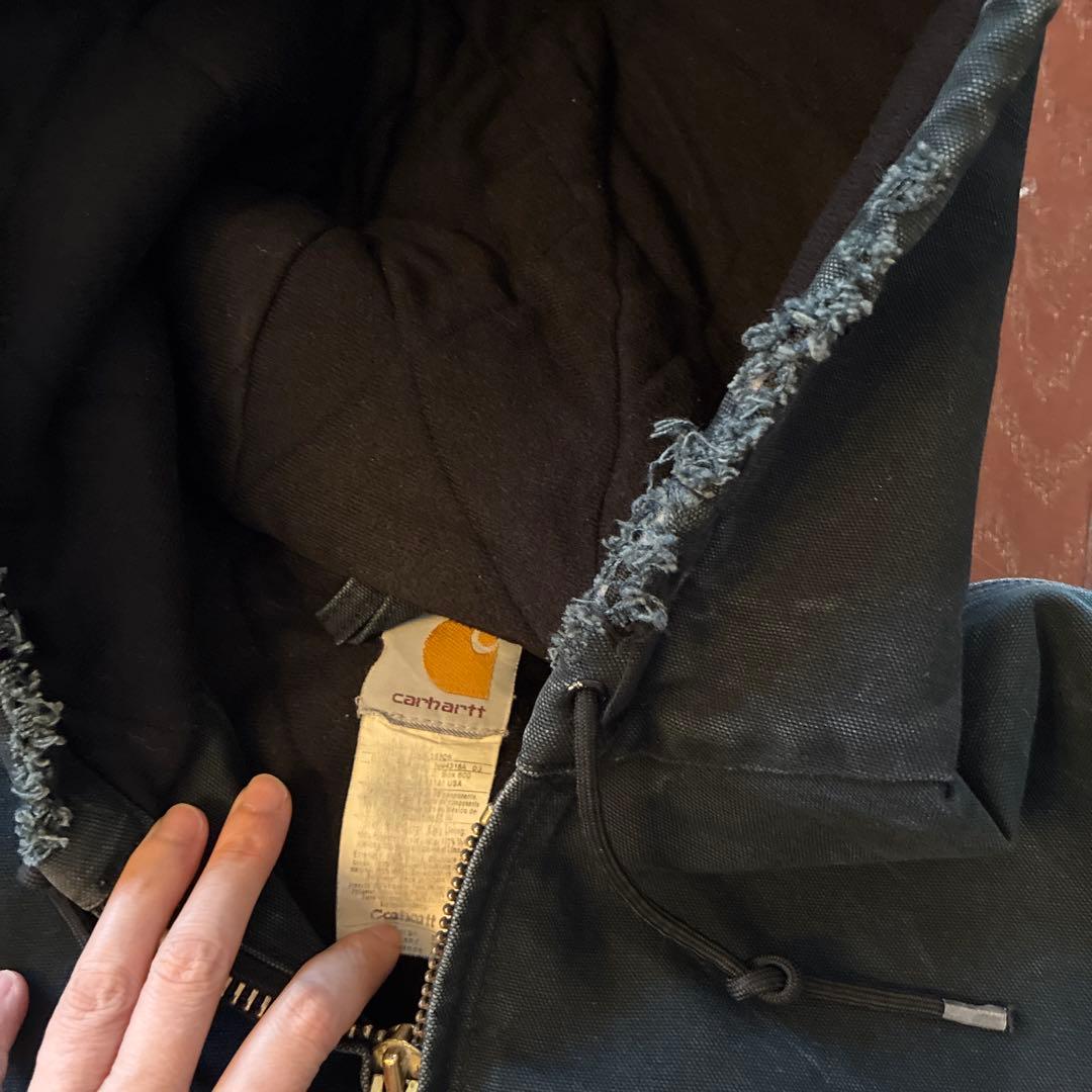 希少✨Carhartt アクティブジャケットUSA製フード付きダークネイビー色