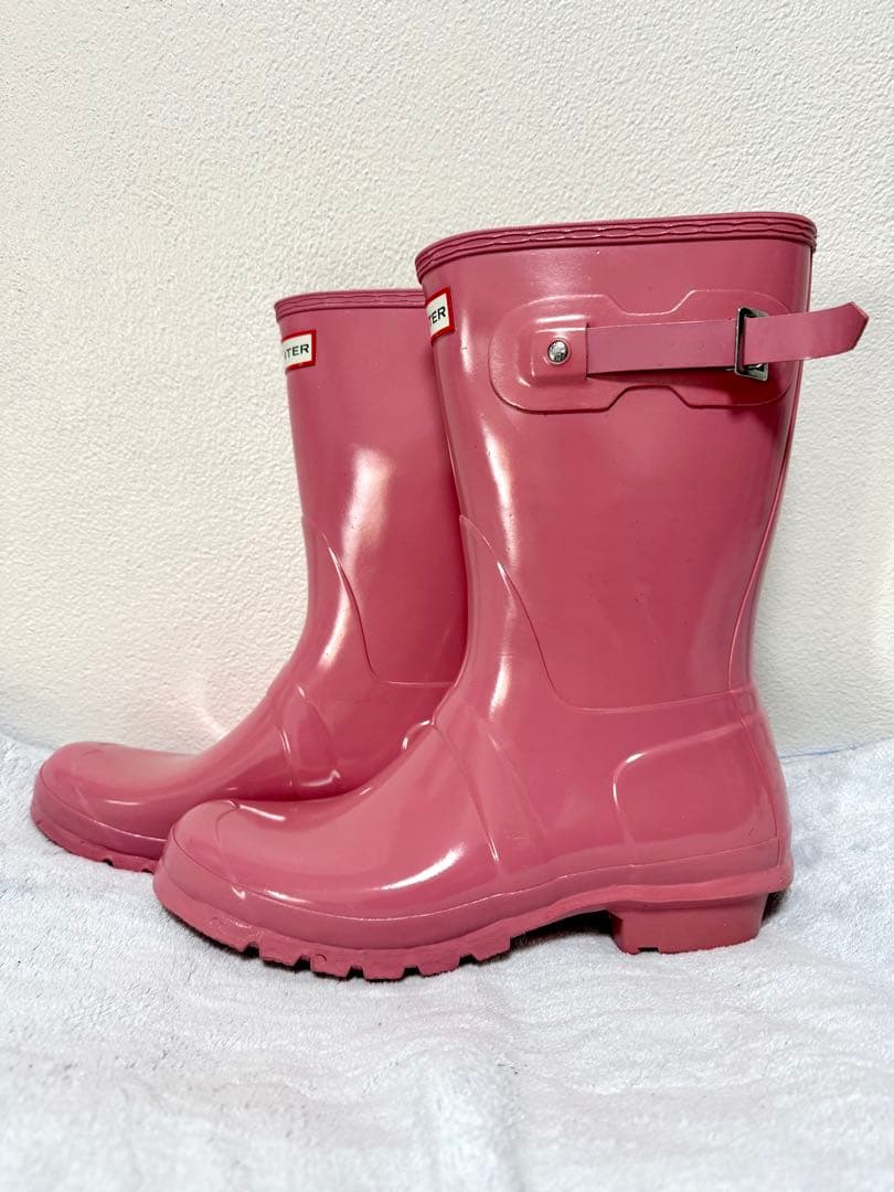 HUNTER ハンター ピンク レインブーツ ミドル丈27〜27.5cm 大きめ