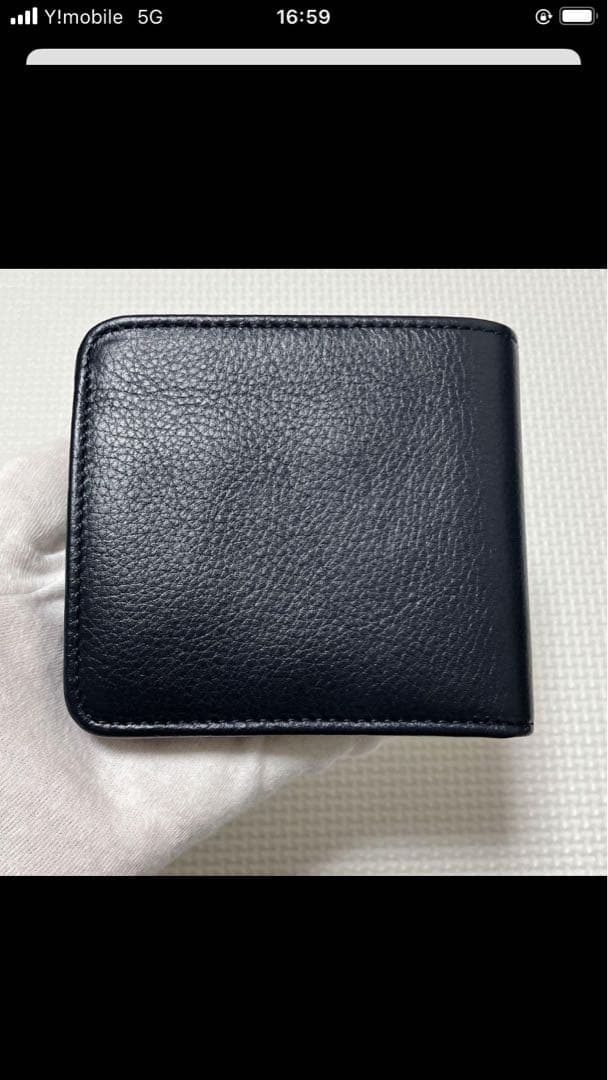 未使用　HIROFU ヒロフ　プラティカ　レザー二つ折り財布 濃紺　袋付き