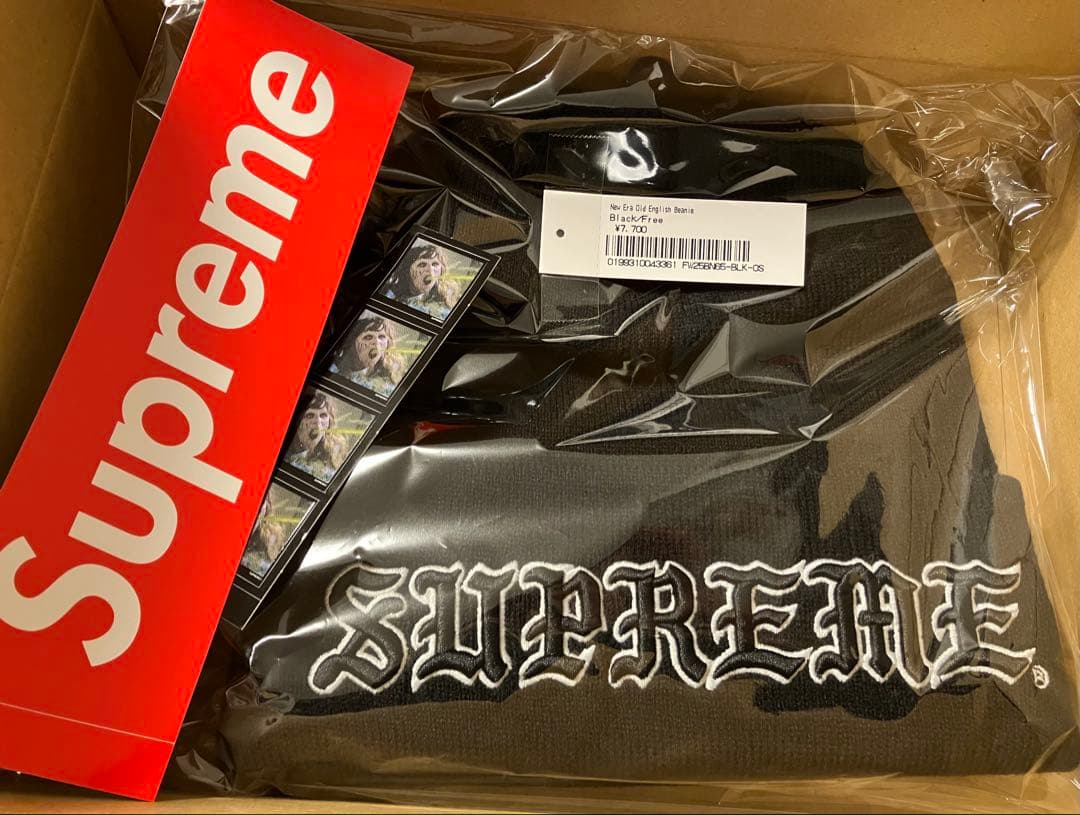 Supreme New Era Old English Beanie 黒 岸優太