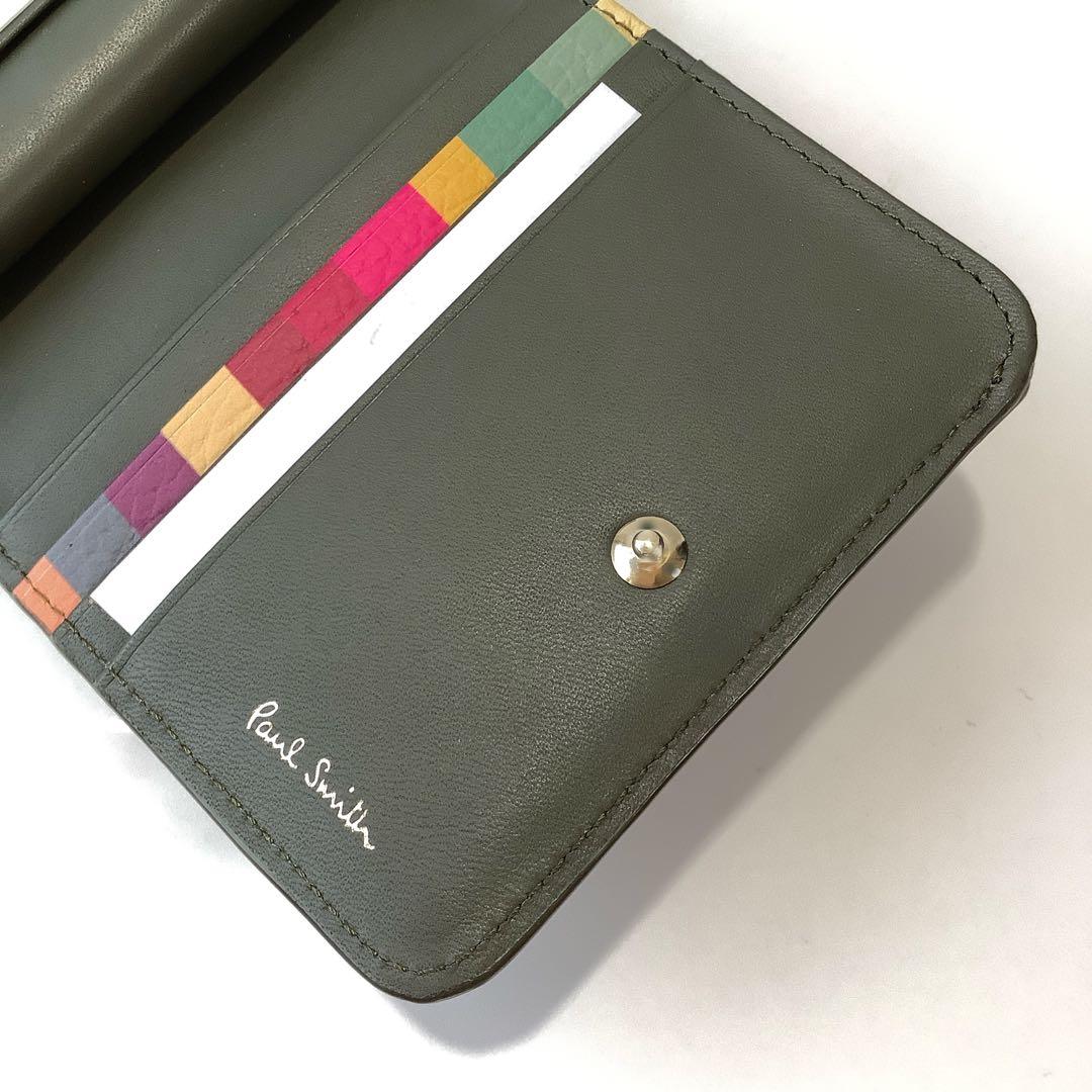新品★ポールスミス★スワールトリムLファスナー２つ折り財布★カーキグリーン