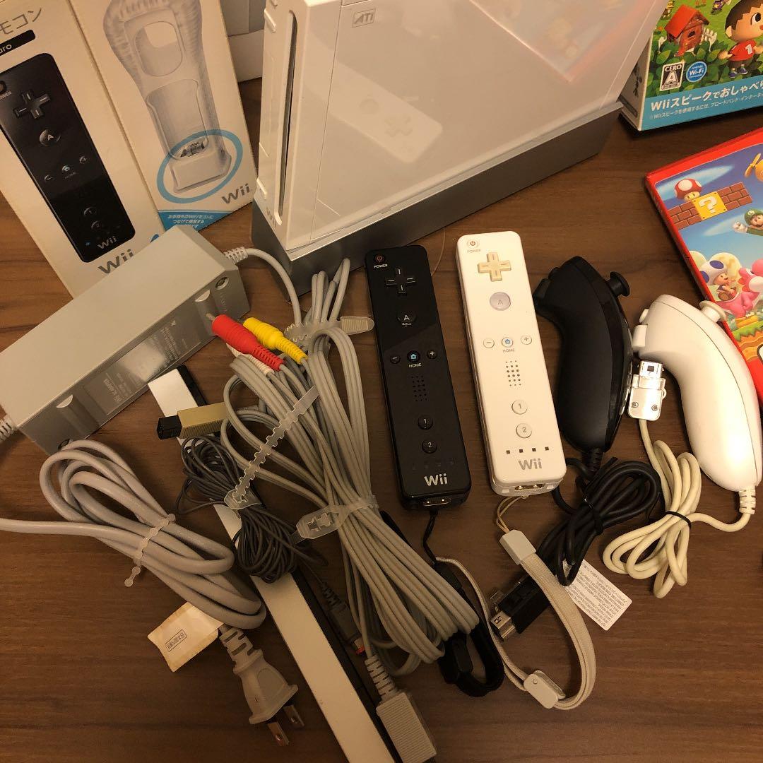Wii本体,付属品,カセット6本(どうぶつの森,マリオカート,マリオブラザーズ)