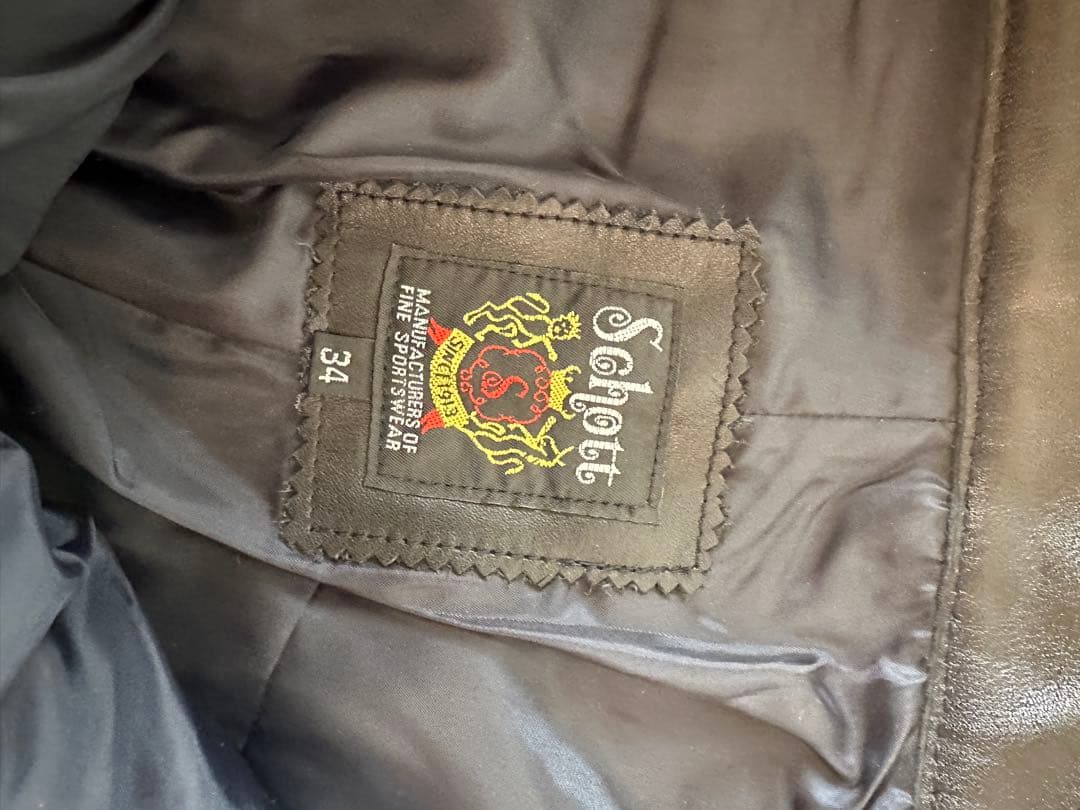 Schott ブラックレザーパンツ W34