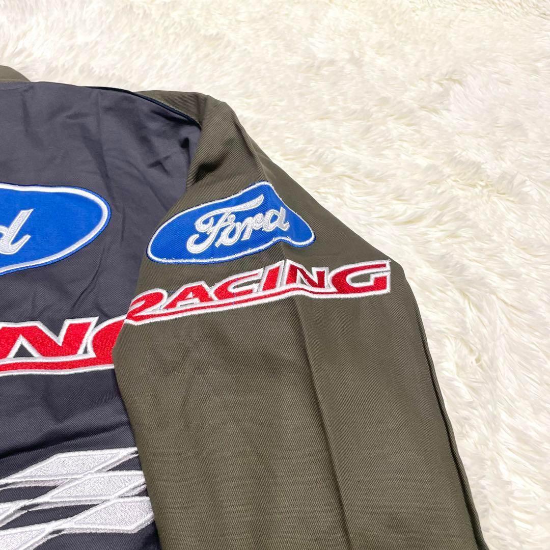 JH DESIGN レーシングジャケット　Ford グレー　バイカラー　L