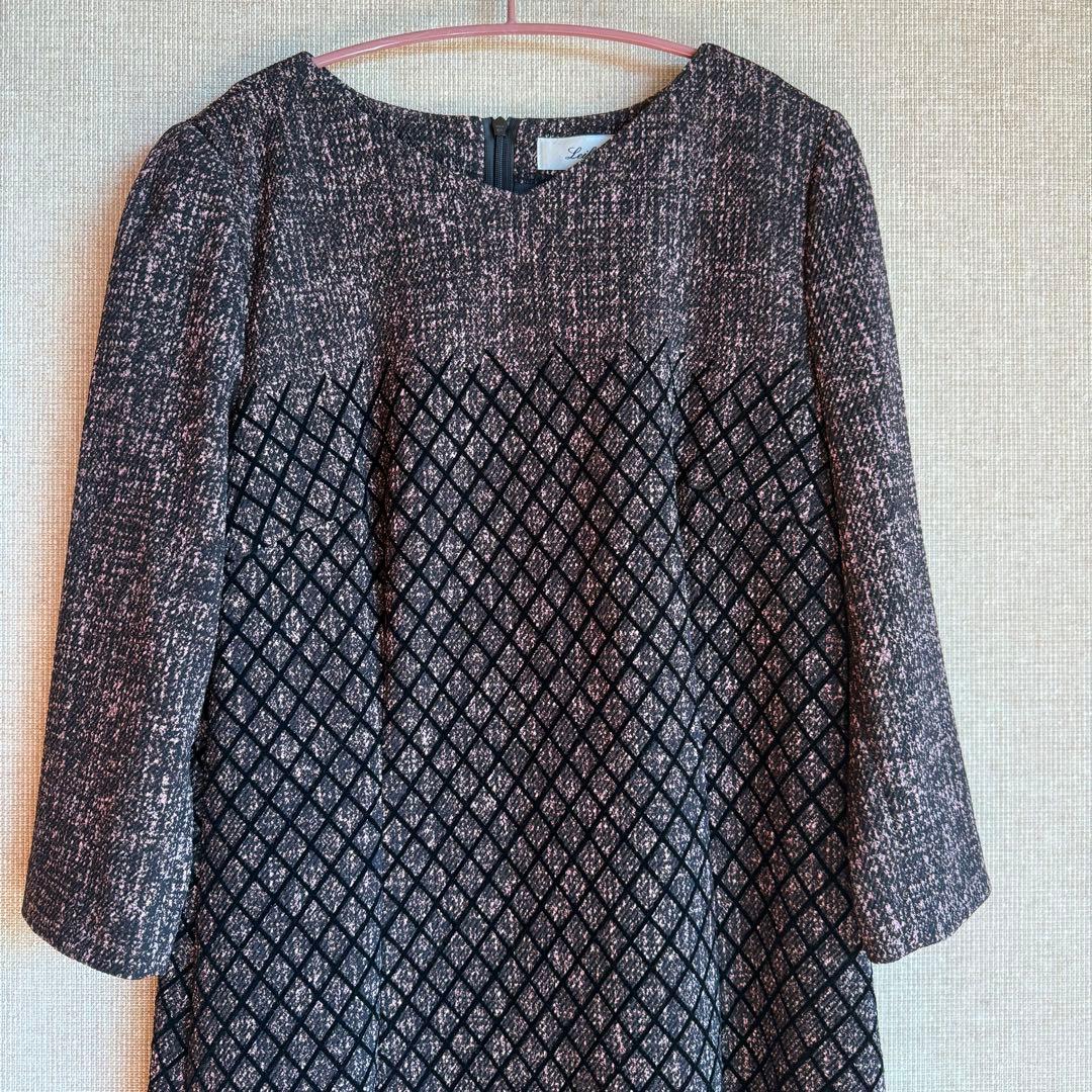 レリアン フロッキー加工 ワンピース 7分袖 手洗いOK Mサイズ