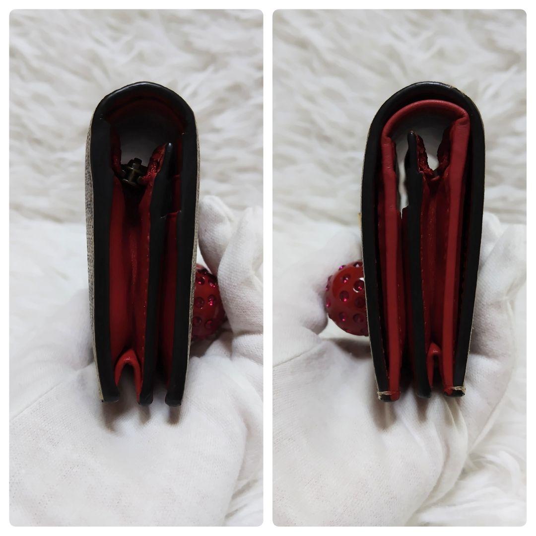 美品✨グッチ◇チェリーモチーフ二つ折り財布　スプリームPVC赤レザーゴールド金具
